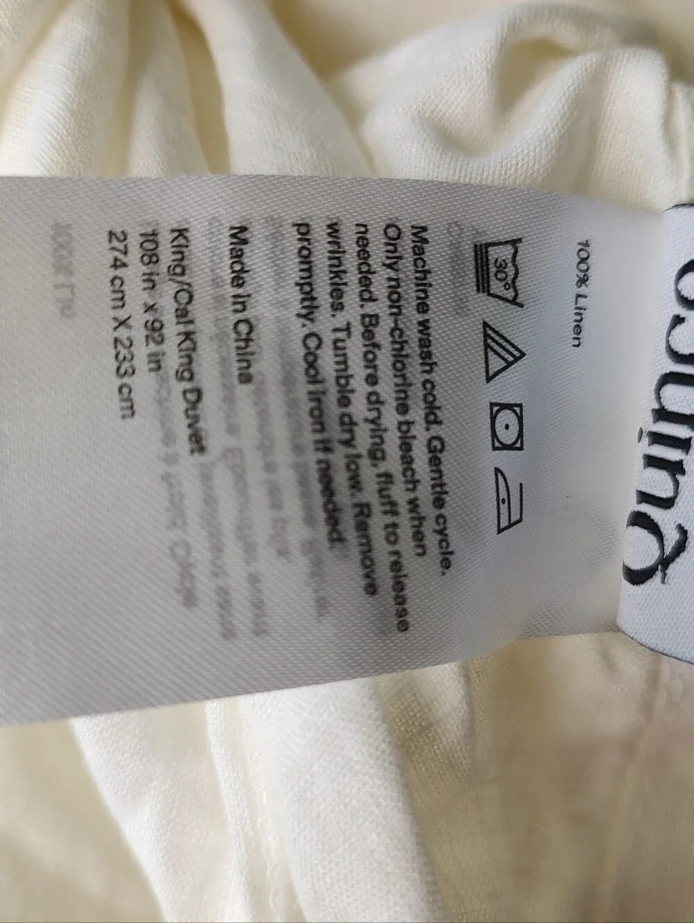 Quince Linen 100% White Duvet Cover Only King Cali